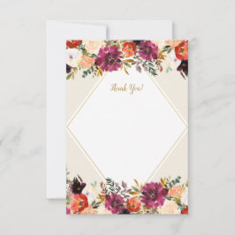 Romantisches Blumenburgund + Peach Stationery Dankeskarte