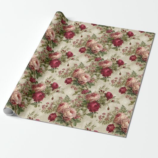 Romantisches Blumendesign Geschenkpapier (Ungerollt)