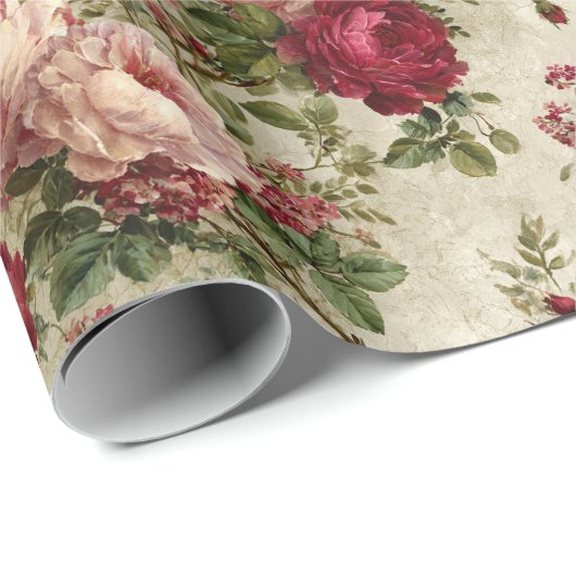 Romantisches Blumendesign Geschenkpapier (Rolleneckpunkt)