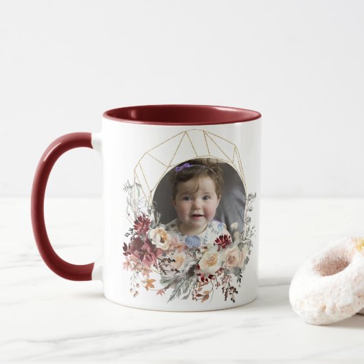 Romantisches Blumenfoto Tasse (Mit Donut)