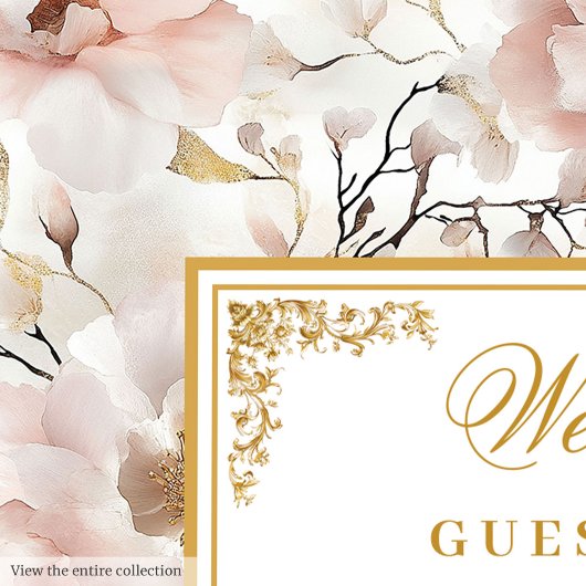 Romantisches Blumengemälde in rosa Gold Gästebuch