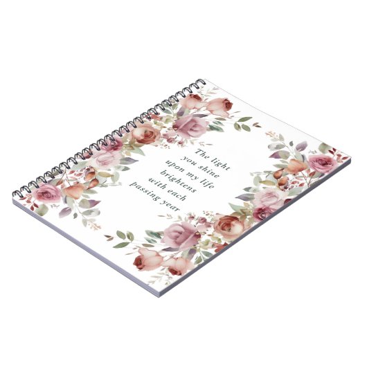 Romantisches Blumengeschenk Notizblock (Linke Seite)