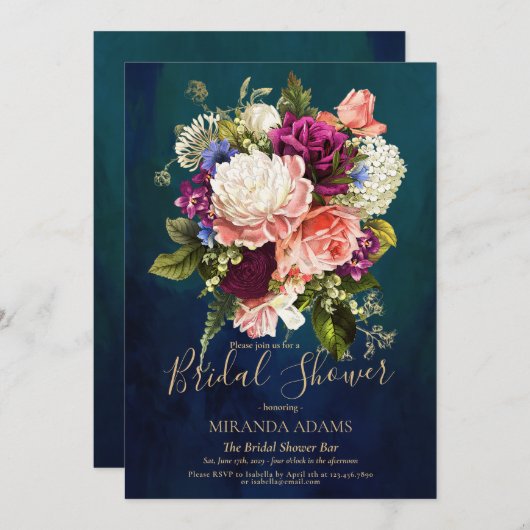 Romantisches Blumengrün-Brautparty Einladung (Vorne/Hinten)