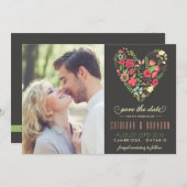 Romantisches Blumenherz Ankündigung Datum freihalt (Vorne/Hinten)