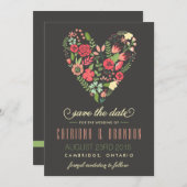 Romantisches Blumenherz Ankündigung Datum freihalt (Vorne/Hinten)