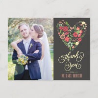 Romantisches Blumenherz Foto Danke Postcard