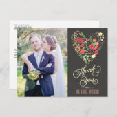 Romantisches Blumenherz Foto Danke Postcard Postkarte (Vorne/Hinten)