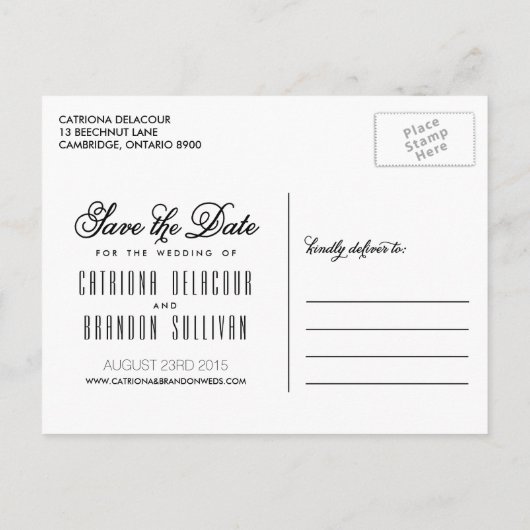 Romantisches Blumenherz Foto Save the Date Postkar Ankündigungspostkarte (Rückseite)