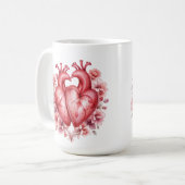 Romantisches Blumenherz Kaffeetasse (Vorderseite Links)