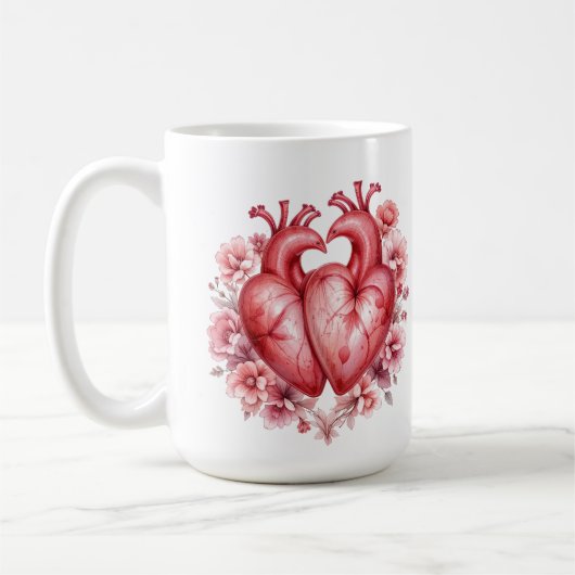 Romantisches Blumenherz Kaffeetasse (Links)
