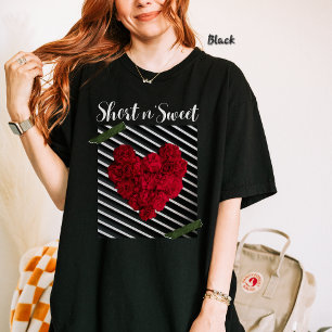 Romantisches Blumenherz - Kurz in Sweet, Rote Rose T-Shirt