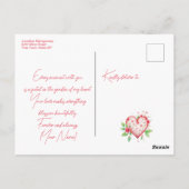 Romantisches Blumenherz mit rosa und roten Blume Postkarte (Rückseite)