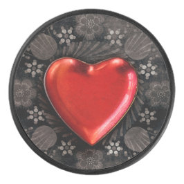 Romantisches Blumenherz Valentine Liebe Eishockey Puck