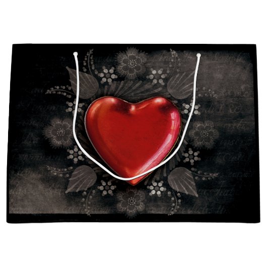 Romantisches Blumenherz Valentine Liebe Große Geschenktüte (Vorderseite)