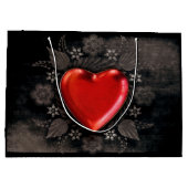 Romantisches Blumenherz Valentine Liebe Große Geschenktüte (Rückseite)