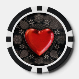 Romantisches Blumenherz Valentine Liebe Pokerchips