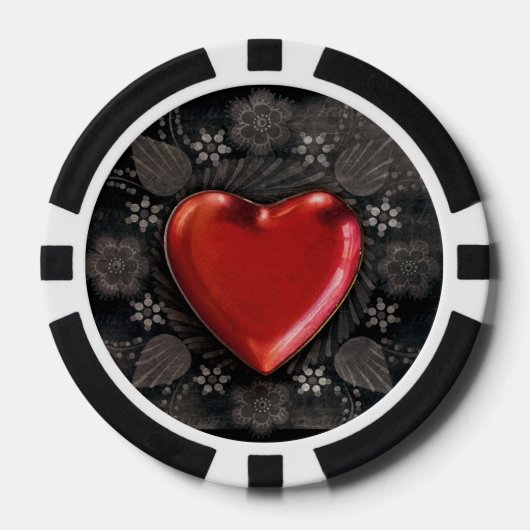 Romantisches Blumenherz Valentine Liebe Pokerchips (Vorderseite)