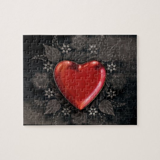 Romantisches Blumenherz Valentine Liebe Puzzle (Horizontal)
