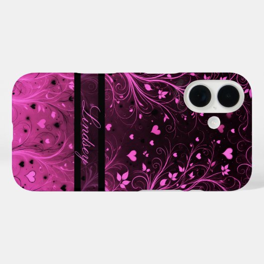 Romantisches Blumenherzenmuster Case-Mate iPhone Hülle (Rückseite (Horizontal))