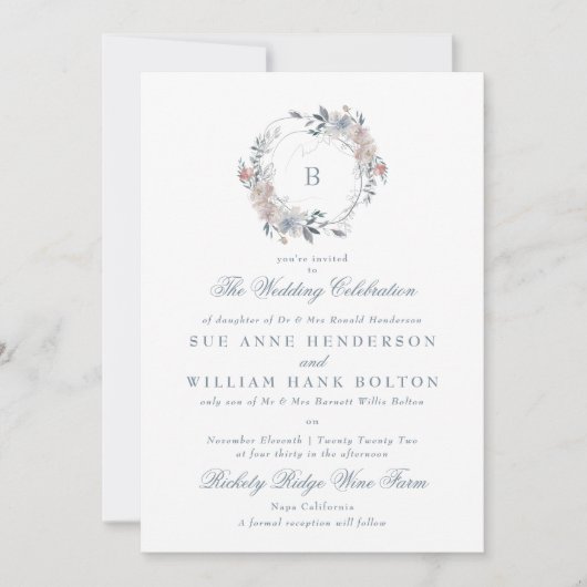 Romantisches Blumenkraut-Foto Einladung (Vorderseite)