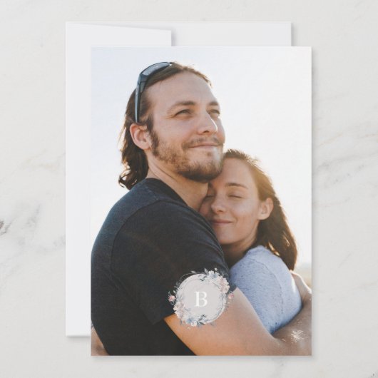 Romantisches Blumenkraut-Foto Einladung (Rückseite)