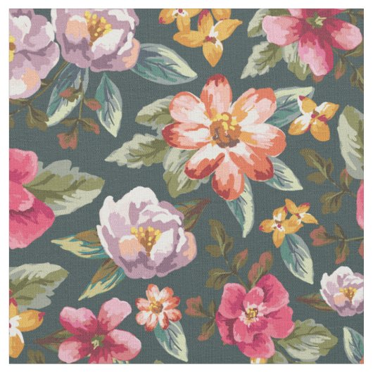 Romantisches Blumenmuster | Vintage-Blumen Stoff (Nahaufnahme)