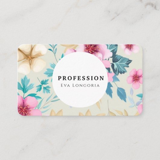 Romantisches Blumenmuster Visitenkarte (Vorderseite)