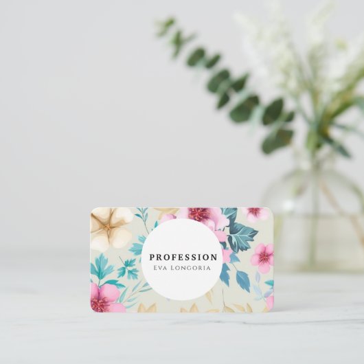 Romantisches Blumenmuster Visitenkarte (Stehend Vorderseite)