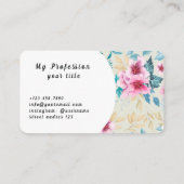 Romantisches Blumenmuster Visitenkarte (Rückseite)