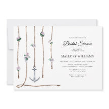 Romantisches blumennauktisches AnkerBrautparty Inv