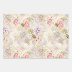 Romantisches Blumenpapier für Wasserfarben - Elega Geschenkpapier Set