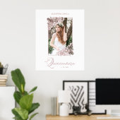 Romantisches Blumenrahmen Foto Quinceñera Spanisch Poster (Heimbüro)