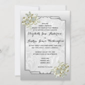Romantisches Blumenspiel Gerahmt, Silberne Hochzei Einladung (Vorderseite)