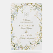 Romantisches Blumenzeitsdesign mit Monogramm-Wappe Acrylschild (Vorderseite)