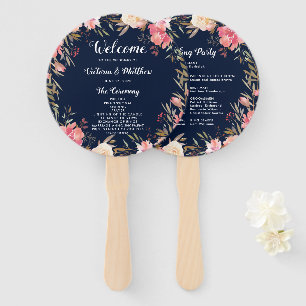 Romantisches Blush Blom Floral Hochzeitsprogramm Fächer