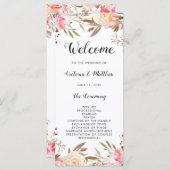 Romantisches Blush Blom Floral Hochzeitsprogramm Programm (Vorne/Hinten)