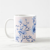 Romantisches Blush Blue Floral Brautparty Kaffeetasse (Links)