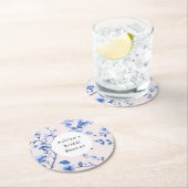 Romantisches Blush Blue Floral Brautparty Runder Pappuntersetzer (Vor Ort)