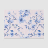 Romantisches Blush Blue Floral Brautparty Seidenpapier (Vorderseite)
