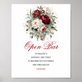 Romantisches Blush-Burgund Open-Bar-Plakat Poster (Vorne)