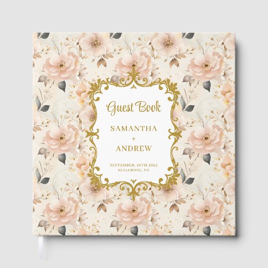 Romantisches Blush Gold Wedding Gästebuch (Vorderseite)