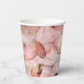 Romantisches Blush Pink Gold Leaf Brautparty Pappbecher (Rückseite)