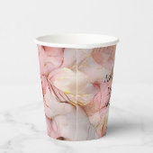 Romantisches Blush Pink Gold Leaf Brautparty Pappbecher (Rechts)