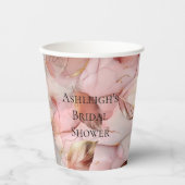 Romantisches Blush Pink Gold Leaf Brautparty Pappbecher (Vorderseite)