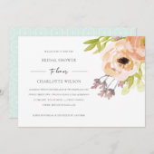 ROMANTISCHES BLUSPINK PEACH FLORAL BRAUTPARTY EINLADUNG (Vorne/Hinten)