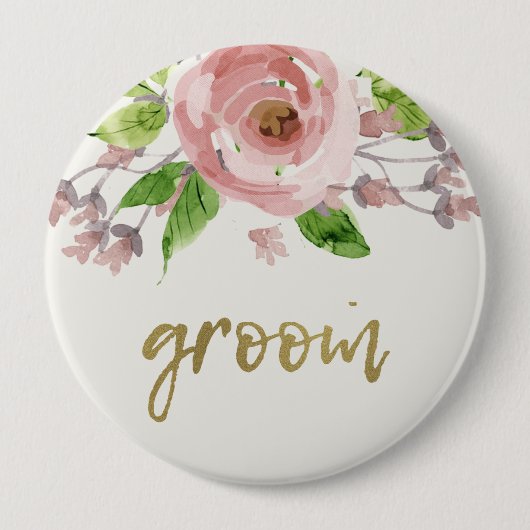 ROMANTISCHES BLUSPINK ROSE WATERCOLOR BLLORAL GROO BUTTON (Vorderseite)