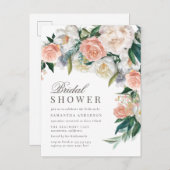 Romantisches Blut | Aquarellfarbenes Brautparty Einladungspostkarte (Vorne/Hinten)