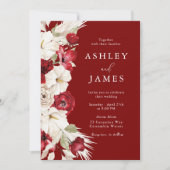 Romantisches Blut: Moderne Hochzeit mit weißer und Einladung (Vorderseite)