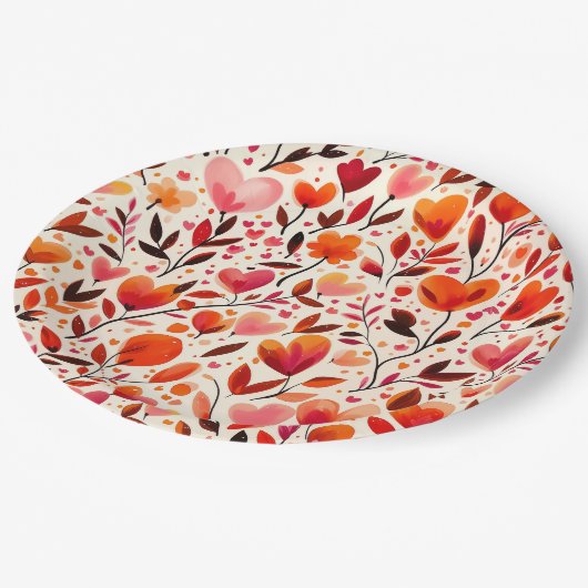 Romantisches Blut: Valentinstag Pappteller (Schrägansicht)