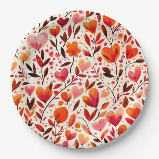 Romantisches Blut: Valentinstag Pappteller (Vorderseite)